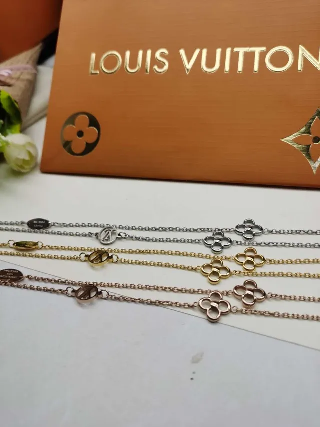Louis Vuitton Alhambra Silver Gold Open Quatrefoil Links Polished Metal Chain Bracelet 8