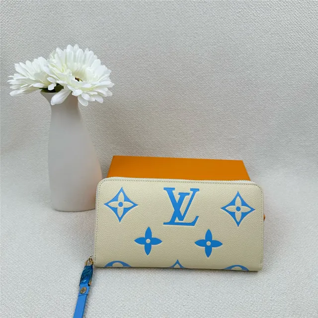 Louis Vuitton Beige Purple Monogram-Printed Textured Leather Long Wallet 15