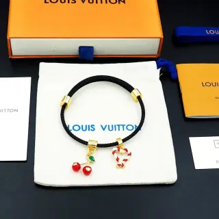 Louis Vuitton Black Gold Braided Cord Hardware Bracelet