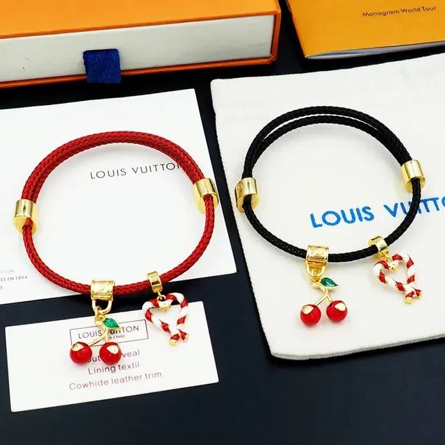 Louis Vuitton Black Gold Braided Cord Hardware Bracelet 7