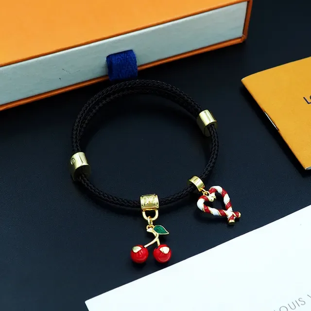 Louis Vuitton Black Gold Braided Cord Hardware Bracelet 8