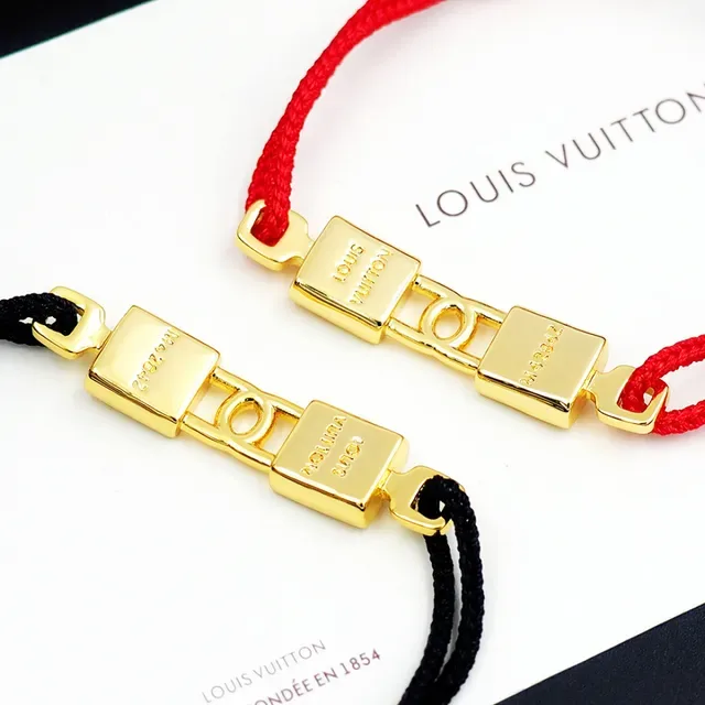 Louis Vuitton Black Gold Braided Cord Monogram Charms Bracelet 2
