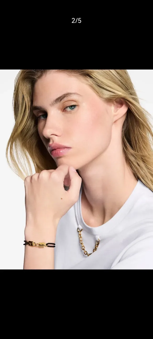 Louis Vuitton Black Gold Braided Cord Monogram Charms Bracelet 9