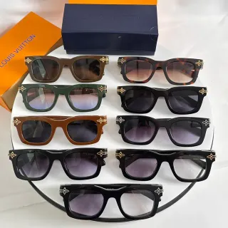 Louis Vuitton Black Gold Rectangular Acetate Frames Star Motifs Sunglasses