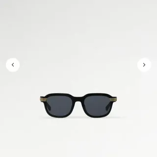 Louis Vuitton Black Gold Rectangular Frame Acetate Sunglasses