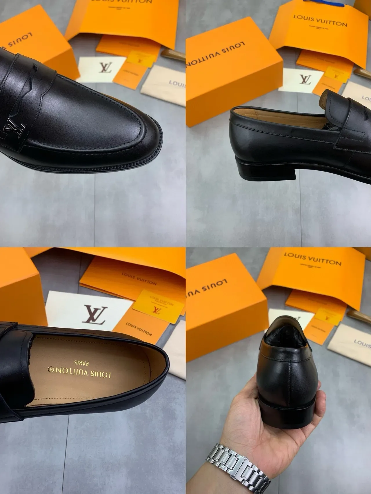 Louis Vuitton Black Leather LV Buckle Loafer 3