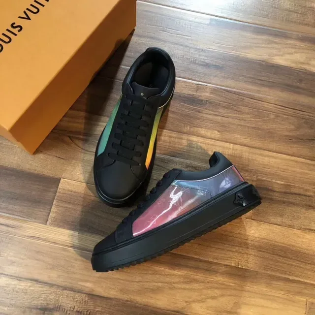 Louis Vuitton Black Multicolor Platform Sole Iridescent Monogram Overlay Lifestyle Sneakers 1