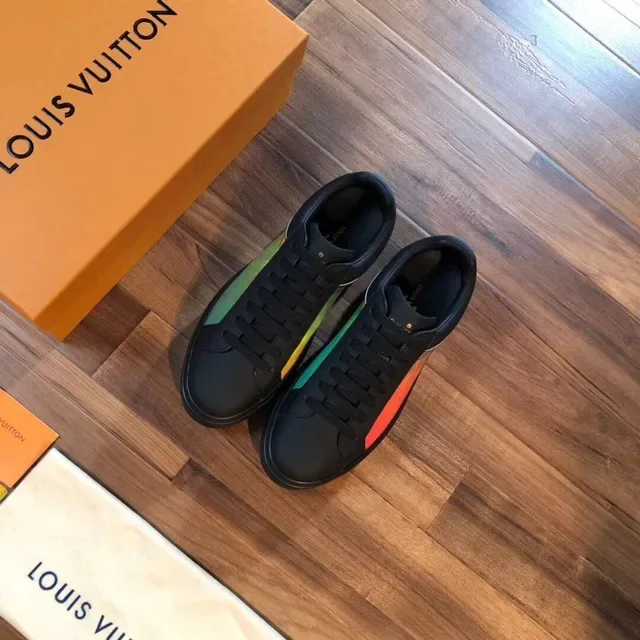 Louis Vuitton Black Multicolor Platform Sole Iridescent Monogram Overlay Lifestyle Sneakers 8