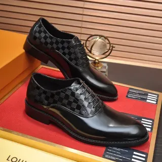 Louis Vuitton Black Patent Leather Damier Check Oxford Shoes