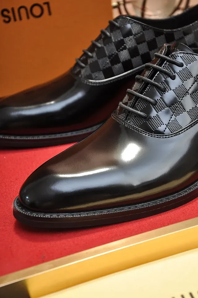 Louis Vuitton Black Patent Leather Damier Check Oxford Shoes 2