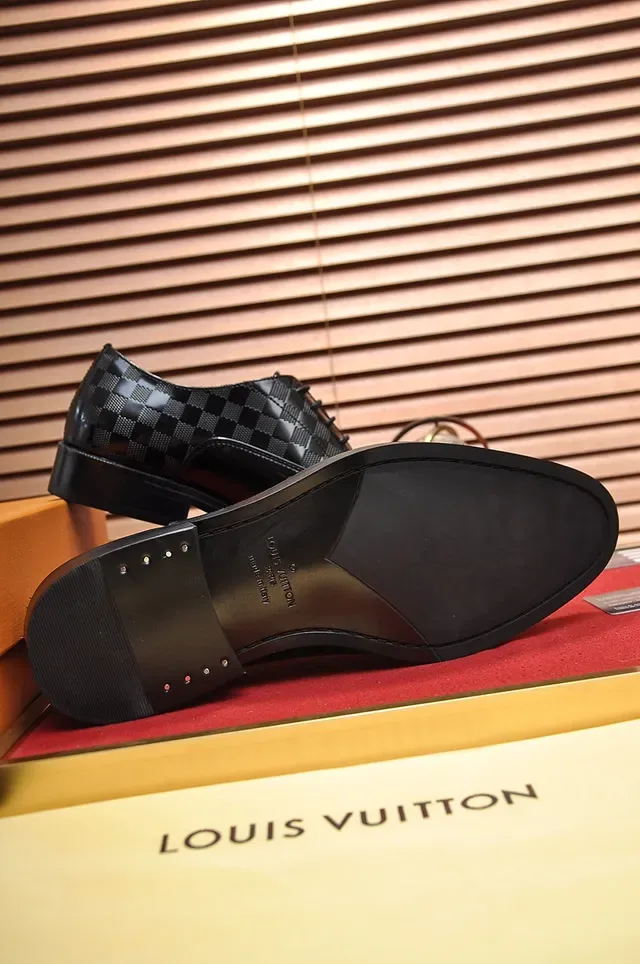 Louis Vuitton Black Patent Leather Damier Check Oxford Shoes 3
