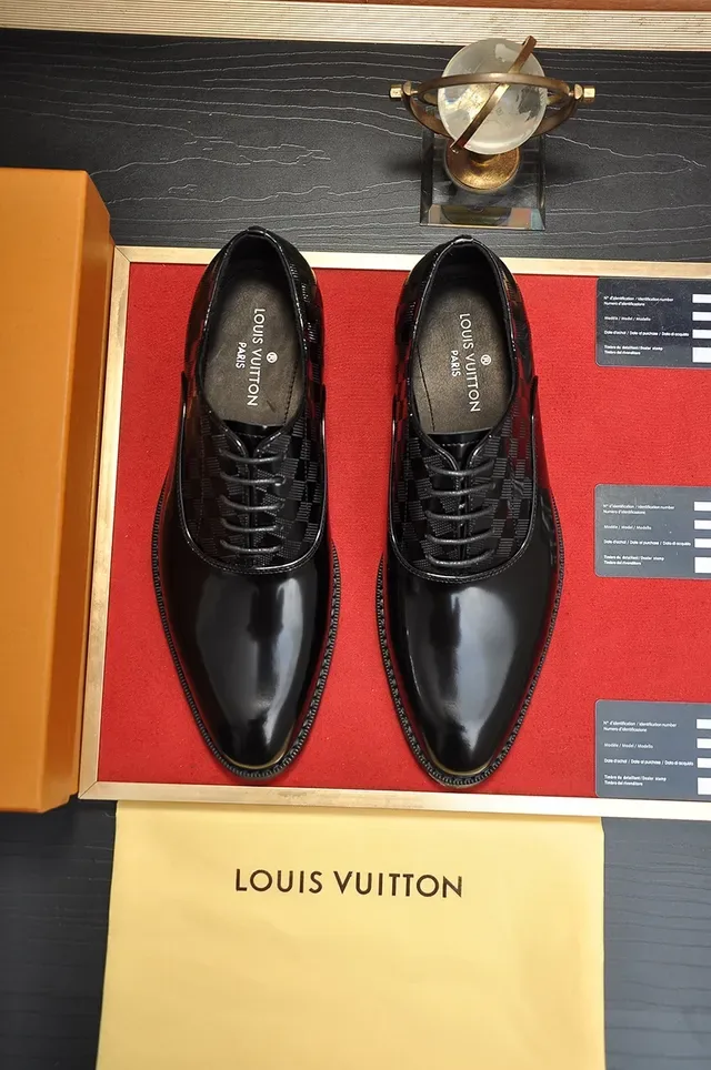 Louis Vuitton Black Patent Leather Damier Check Oxford Shoes 5