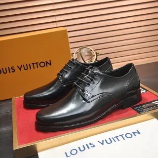 Louis Vuitton Black Polished Cap-Toe Oxford Shoes