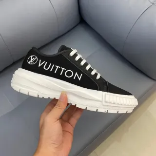 Louis Vuitton Black White Low-Top Canvas Upper Lifestyle Sneakers