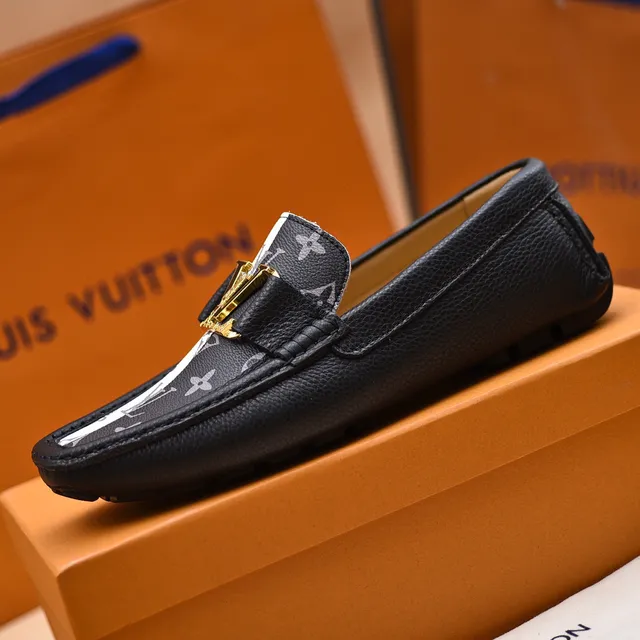 Louis Vuitton Black White Monogram-Printed Leather Split-Color Paneling Loafer 6