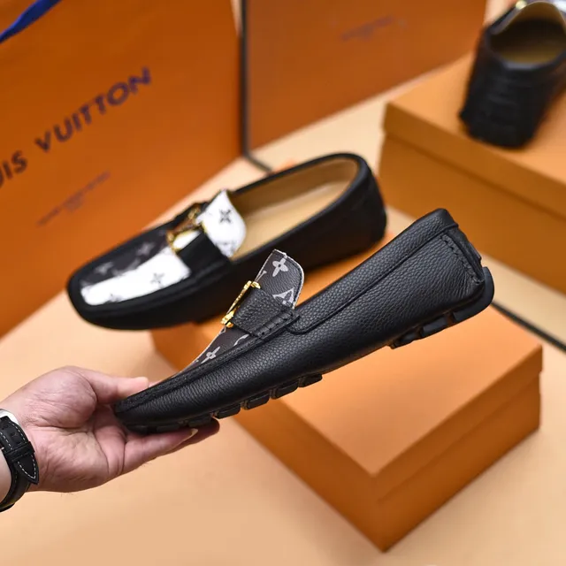 Louis Vuitton Black White Monogram-Printed Leather Split-Color Paneling Loafer 7