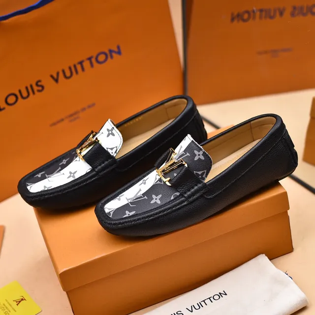 Louis Vuitton Black White Monogram-Printed Leather Split-Color Paneling Loafer 8
