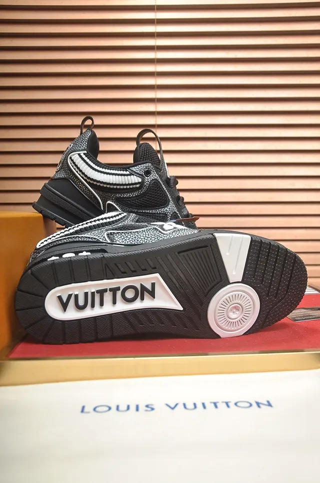 Louis Vuitton Black White Platform Sole Monogram Flower Logo Chunky Sneakers 3