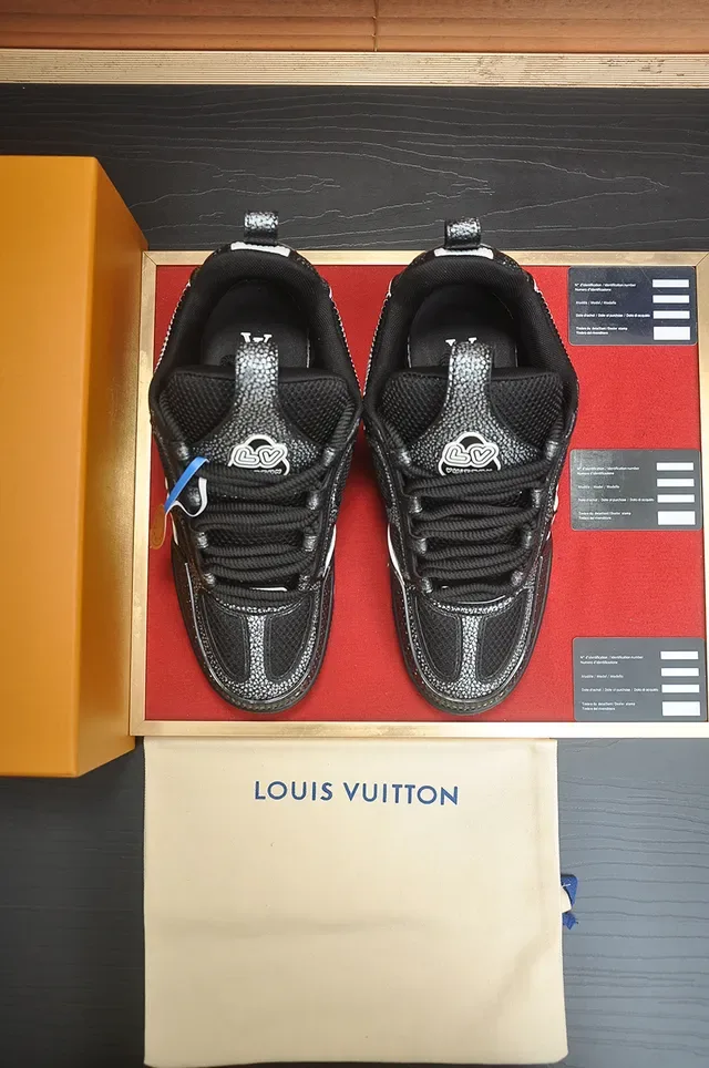 Louis Vuitton Black White Platform Sole Monogram Flower Logo Chunky Sneakers 5