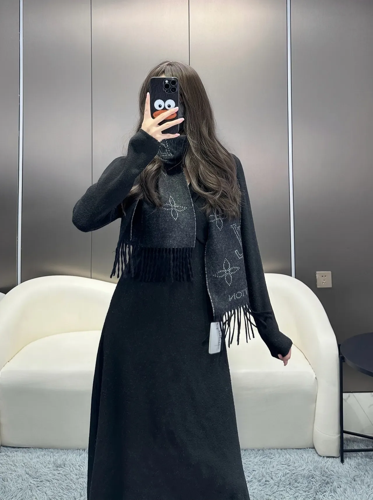 Louis Vuitton Black White Striped Fringed Scarve 4