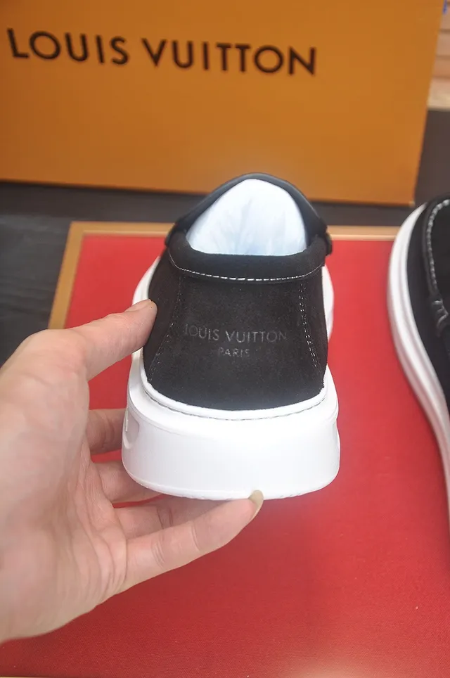 Louis Vuitton Black White Suede Upper Contrast Stitching Loafer 9