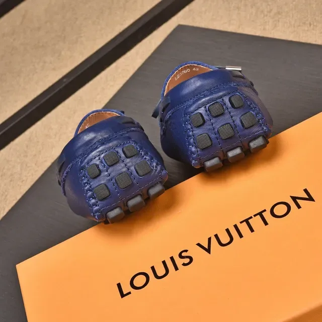 Louis Vuitton Blue Beige Pebbled Leather Knotted Bow Detail Loafer 6