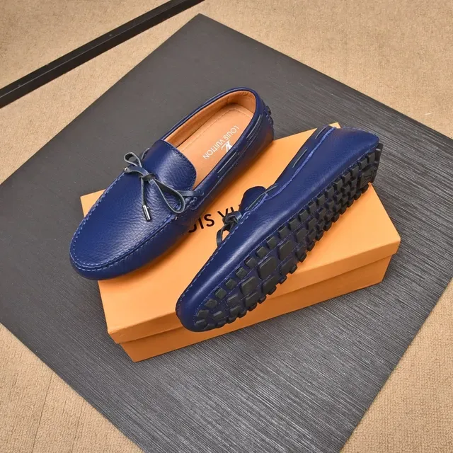 Louis Vuitton Blue Beige Pebbled Leather Knotted Bow Detail Loafer 8