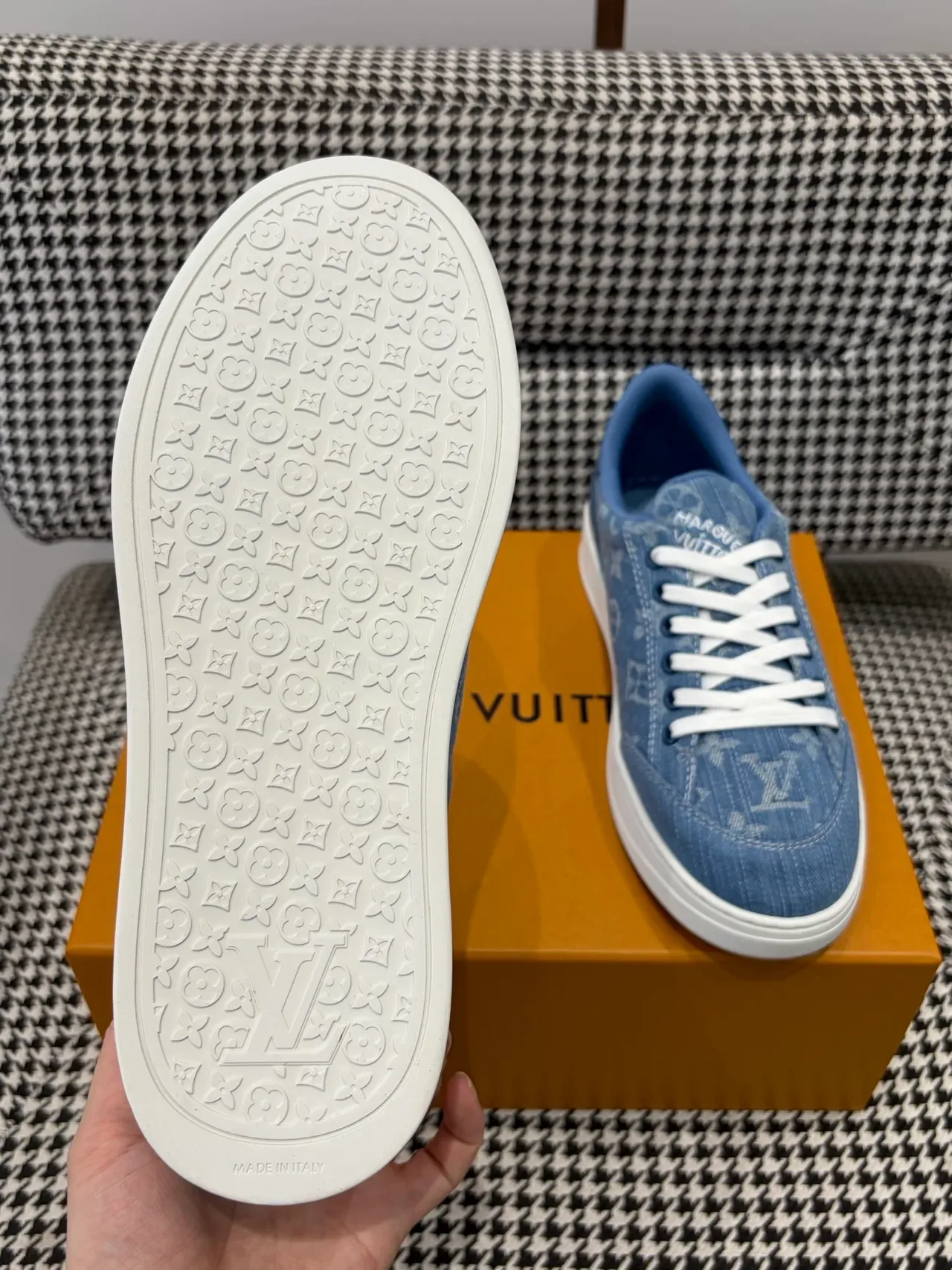 Louis Vuitton Blue White Denim Upper Monogram Print Lifestyle Sneakers 2