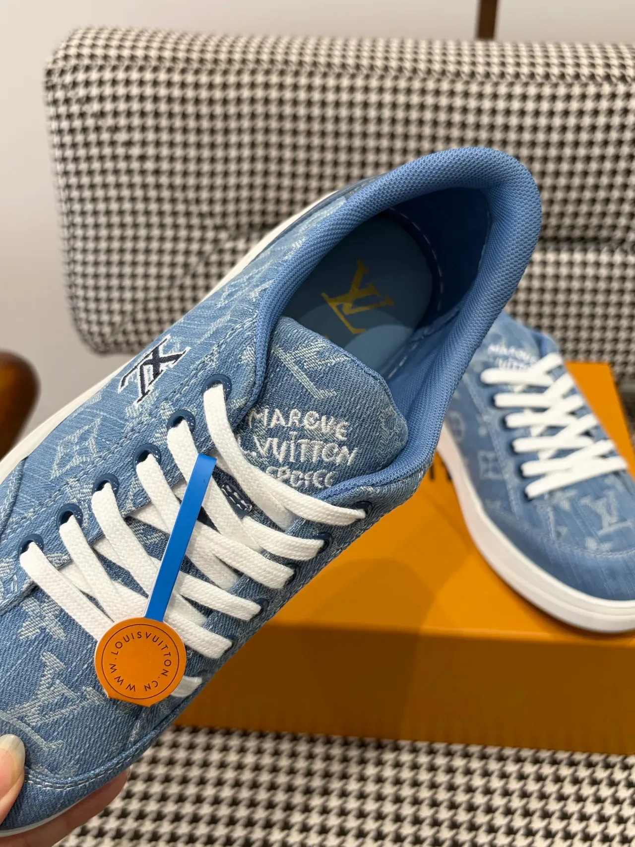 Louis Vuitton Blue White Denim Upper Monogram Print Lifestyle Sneakers 3