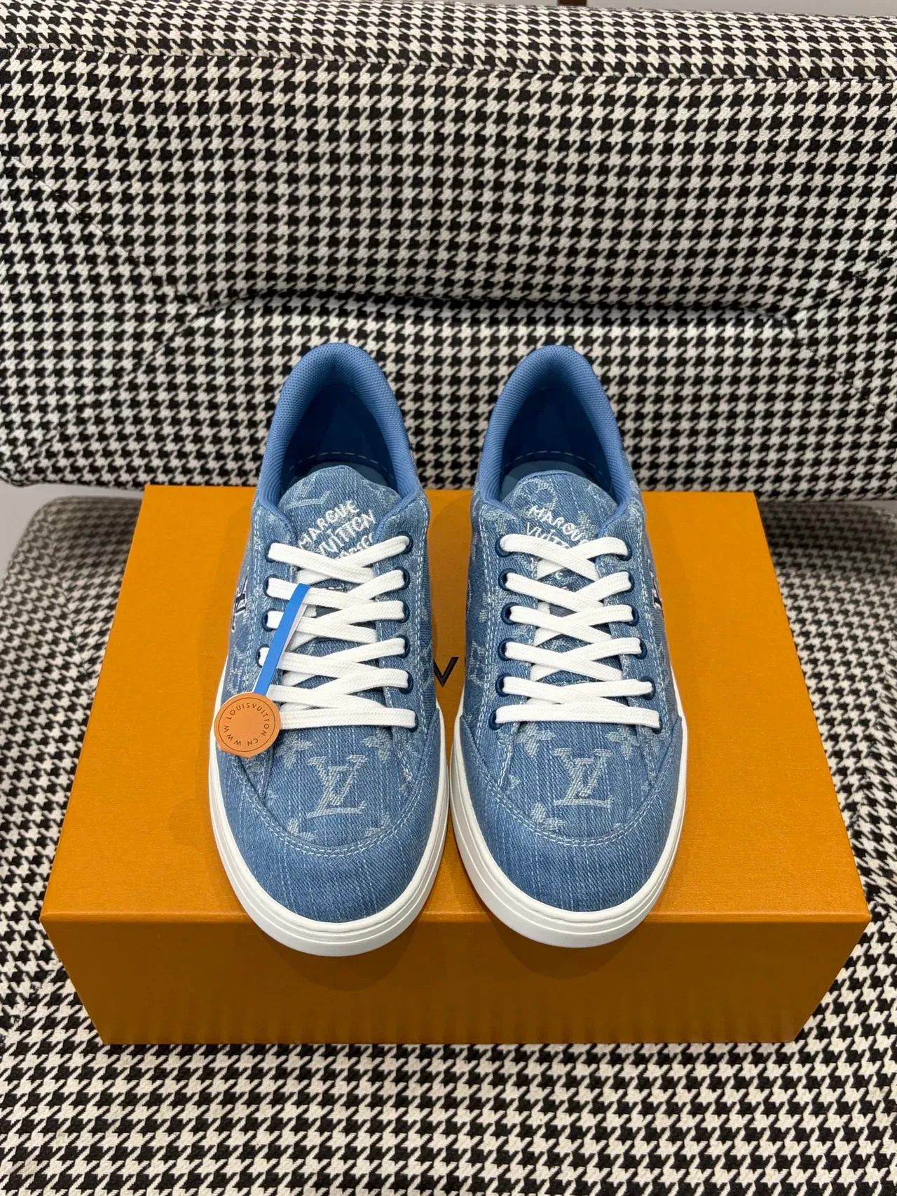 Louis Vuitton Blue White Denim Upper Monogram Print Lifestyle Sneakers 5