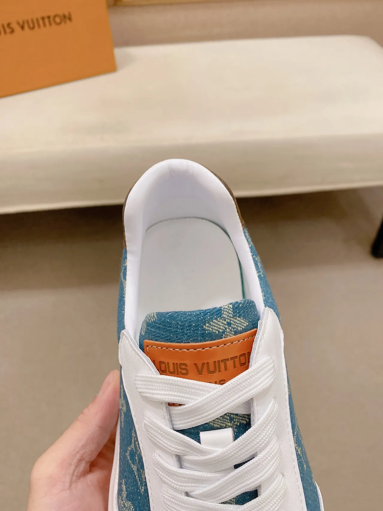 Louis Vuitton Blue White Monogram Canvas Upper Sculpted Midsole Lifestyle Sneakers 4