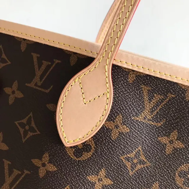 Louis Vuitton Brown Beige Monogram Canvas Rolled Leather Handles Tote Bag 18