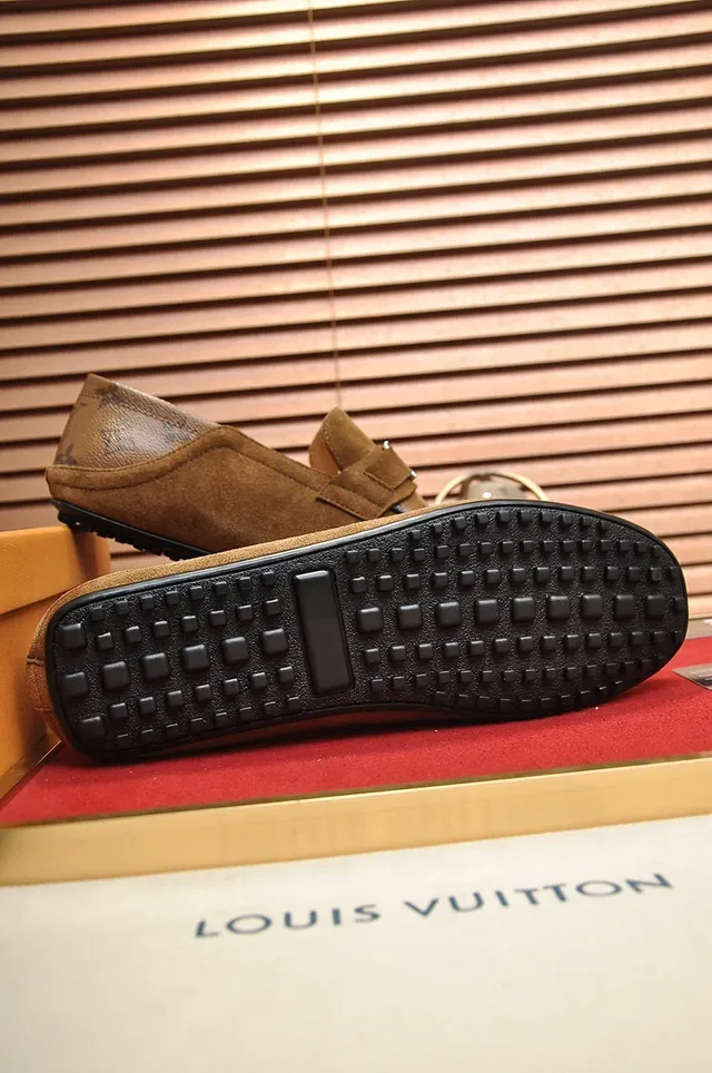 Louis Vuitton Brown Beige Monogrammed Suede Single Monk Strap Loafer 4