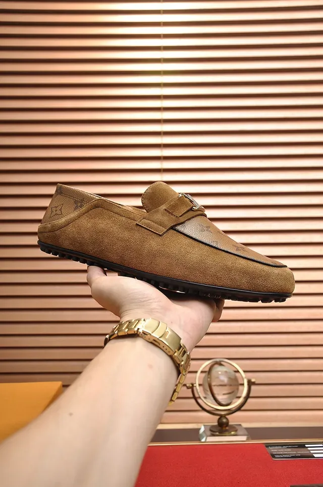 Louis Vuitton Brown Beige Monogrammed Suede Single Monk Strap Loafer 7