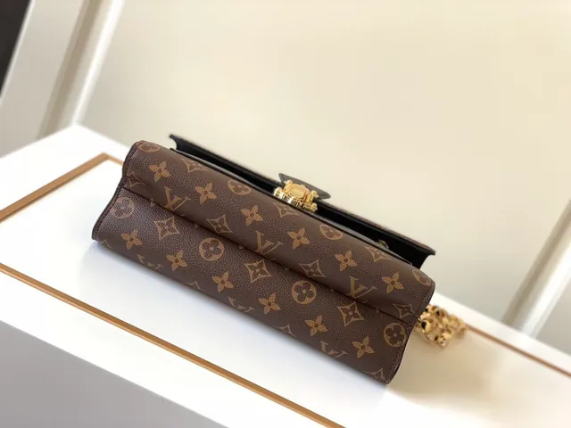 Louis Vuitton Brown Black Monogram Canvas Leather Flap Chain Bag 4