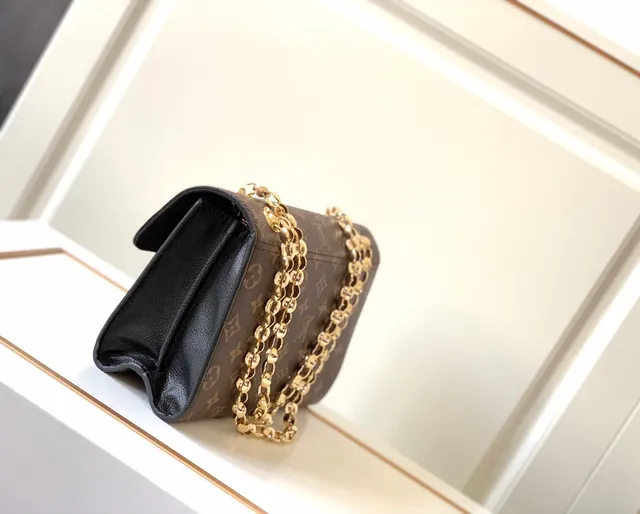 Louis Vuitton Brown Black Monogram Canvas Leather Flap Chain Bag 6