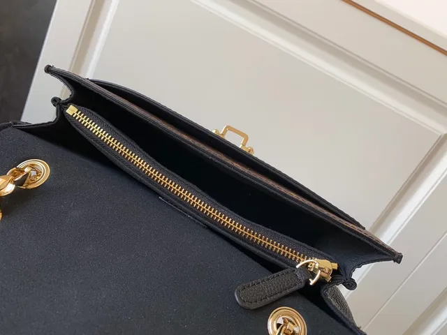 Louis Vuitton Brown Black Monogram Canvas Leather Flap Chain Bag 7