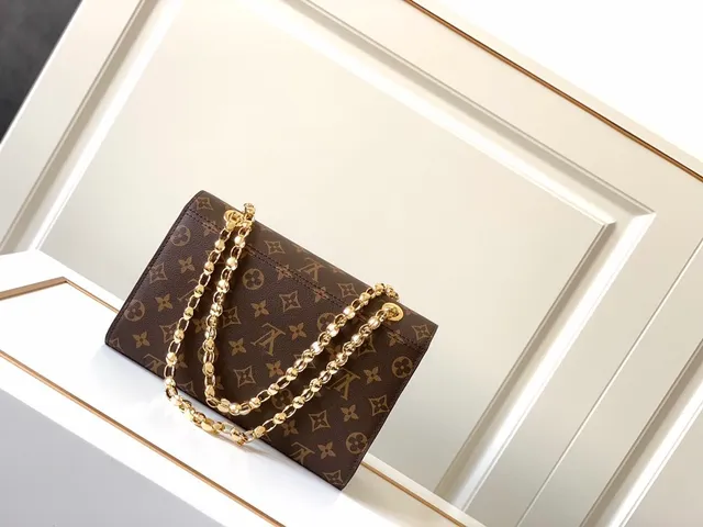 Louis Vuitton Brown Black Monogram Canvas Leather Flap Chain Bag 9