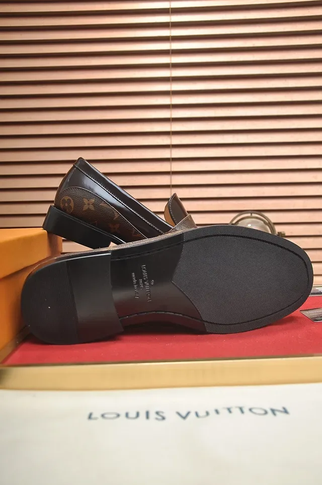 Louis Vuitton Brown Black Monogram Canvas Polished Leather Loafer 3