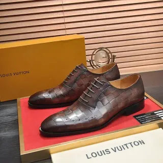 Louis Vuitton Brown Checkered Cap-Toe Brogue Oxford Shoes