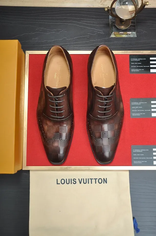 Louis Vuitton Brown Checkered Cap-Toe Brogue Oxford Shoes 5