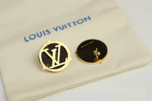 Louis Vuitton Brown Gold Circular Monogram Metal-Framed Jewelry 5