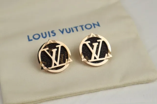 Louis Vuitton Brown Gold Circular Monogram Metal-Framed Jewelry 7
