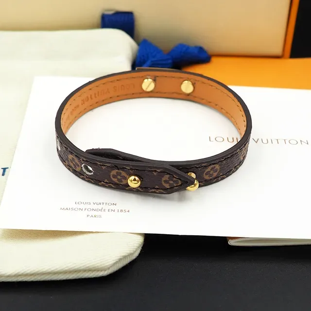 Louis Vuitton Brown Gold Monogram Canvas Hardware Bracelet 2