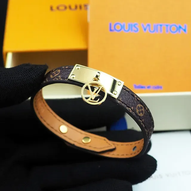 Louis Vuitton Brown Gold Monogram Canvas Hardware Bracelet 3