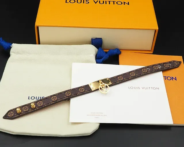 Louis Vuitton Brown Gold Monogram Canvas Hardware Bracelet 5
