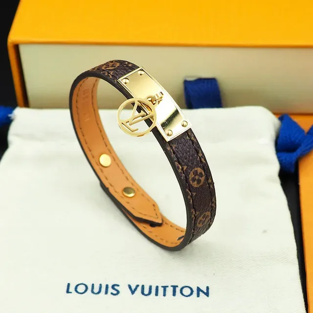 Louis Vuitton Brown Gold Monogram Canvas Hardware Bracelet 7