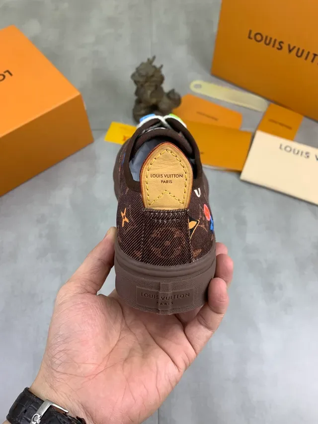 Louis Vuitton Brown Multicolor Monogram Canvas Colorful Floral Appliqués Lifestyle Sneakers 3