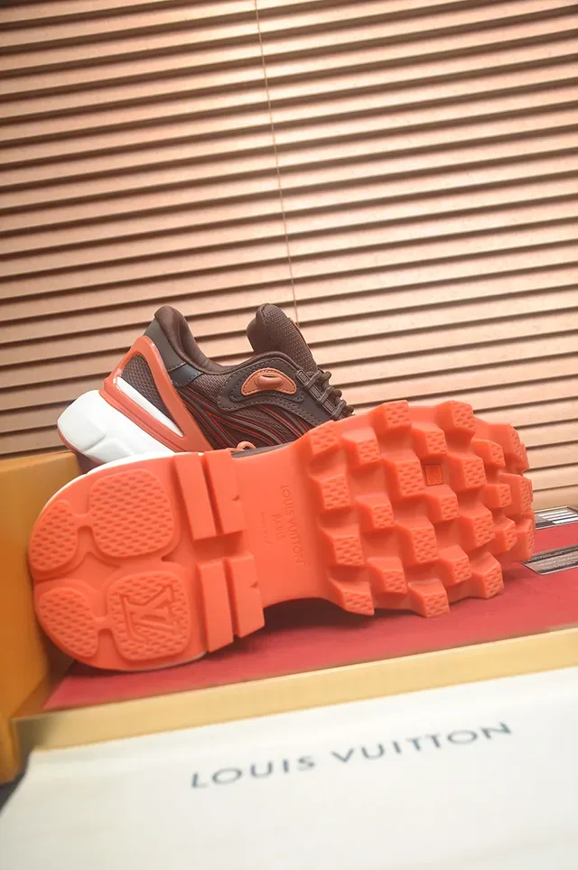 Louis Vuitton Brown Orange Multi-Layered Sole Mesh And Synthetic Upper Chunky Sneakers 3