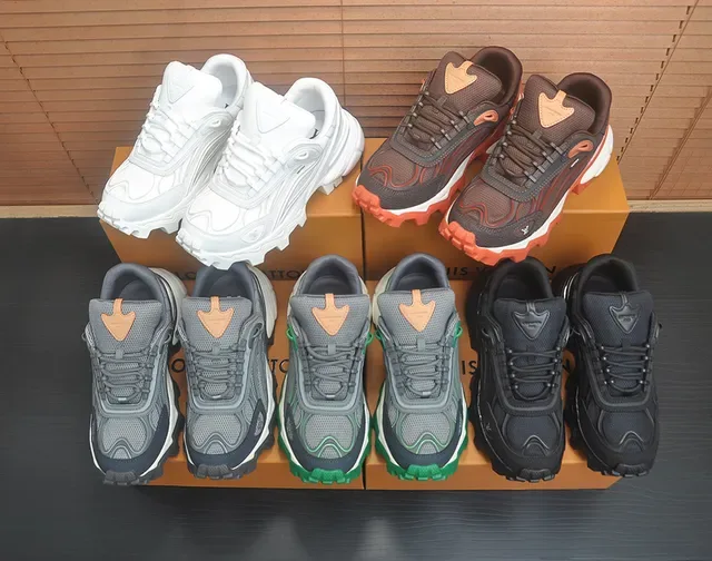 Louis Vuitton Brown Orange Multi-Layered Sole Mesh And Synthetic Upper Chunky Sneakers 4